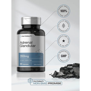 Horbäach Raw Adrenal Glandular | 350 Mg | 90 Capsules | - Suppviv