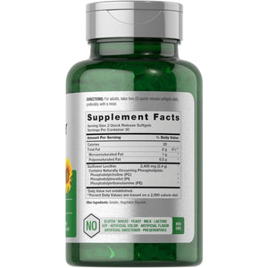 Horbäach Sunflower Lecithin Softgel Capsules | 2400Mg | 60 Pills | Naturally Occurring Phospholipids - Suppviv