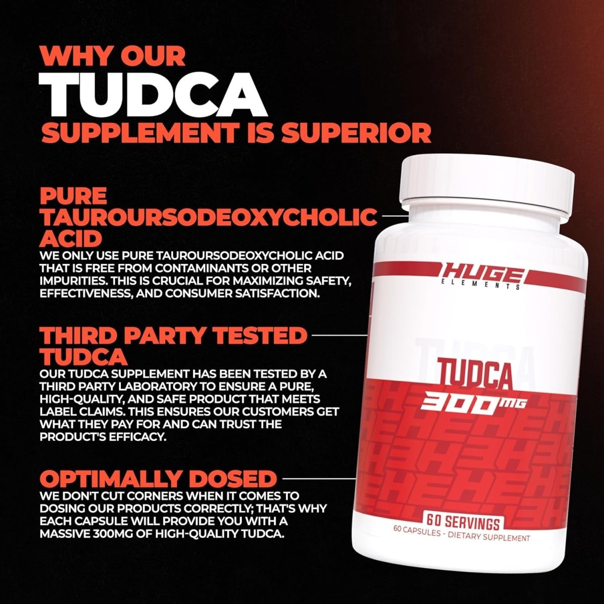 Huge Supplements TUDCA 300Mg Liver Support (60 Servings) - Suppviv