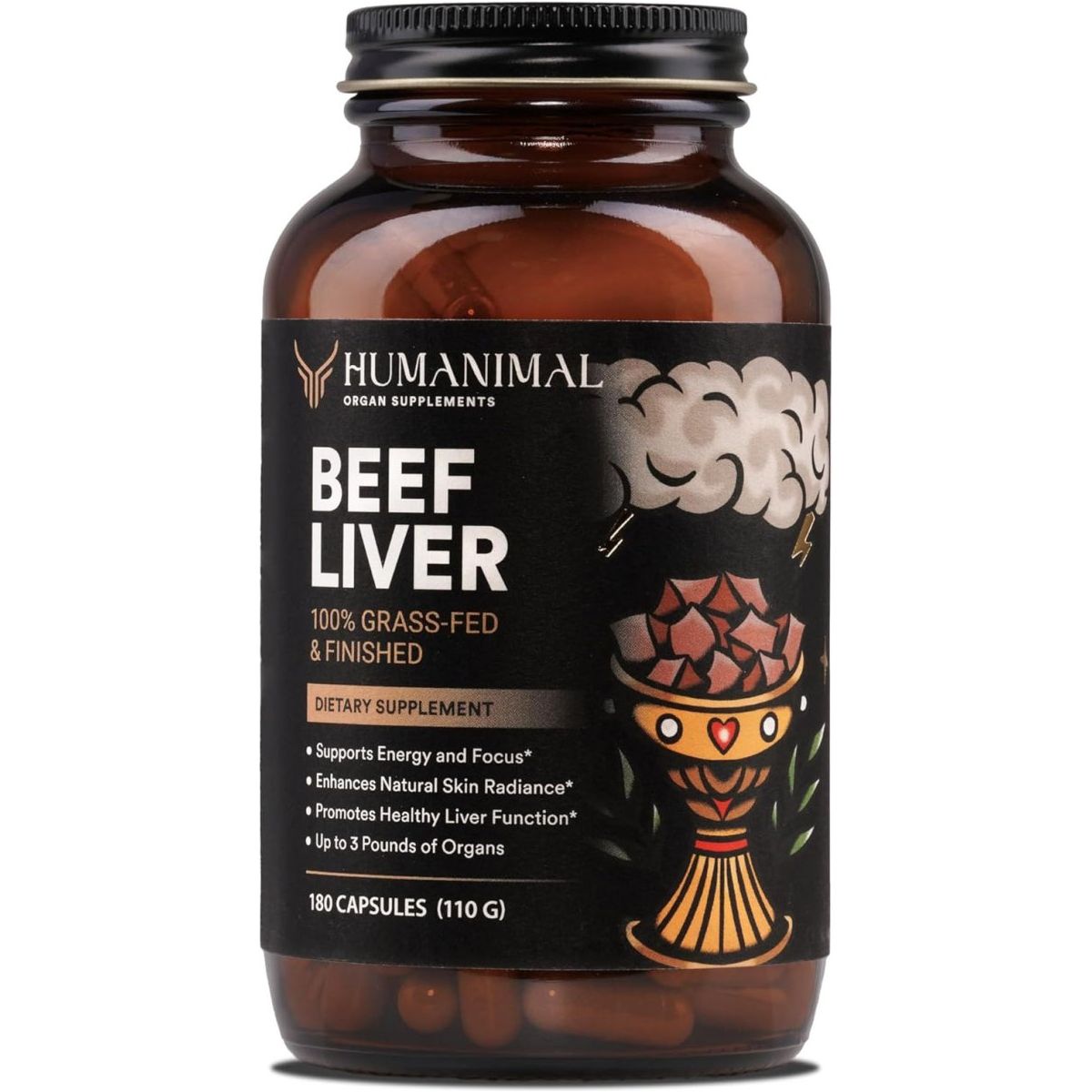 Humanimal Beef Liver Supplement | Nutrient - Dense Beef Liver Capsules 180 Capsules - Suppviv