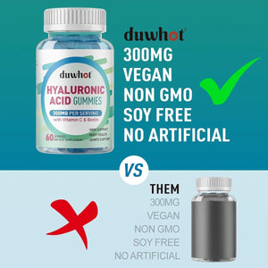 Hyaluronic Acid Gummies for Glowing Skin, Joints & Eyes,60 Chewables - Suppviv