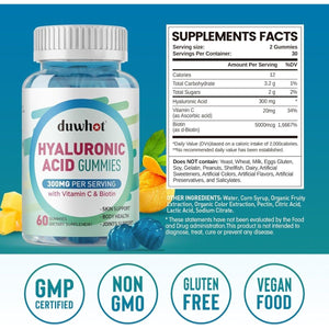 Hyaluronic Acid Gummies for Glowing Skin, Joints & Eyes,60 Chewables - Suppviv