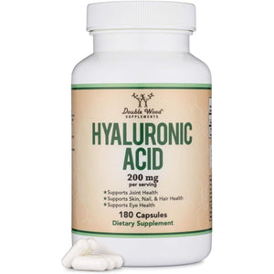 Hyaluronic Acid Supplements - for Skin and Face Aging Support by Double Wood (180 Capsules 200Mg) - Suppviv