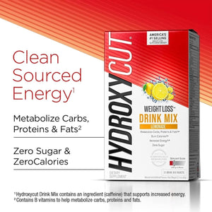 Hydroxycut Drink Mix, Lemonade - Boost Metabolism, Burn Calories, Increase Energy (21 Packets) - Suppviv