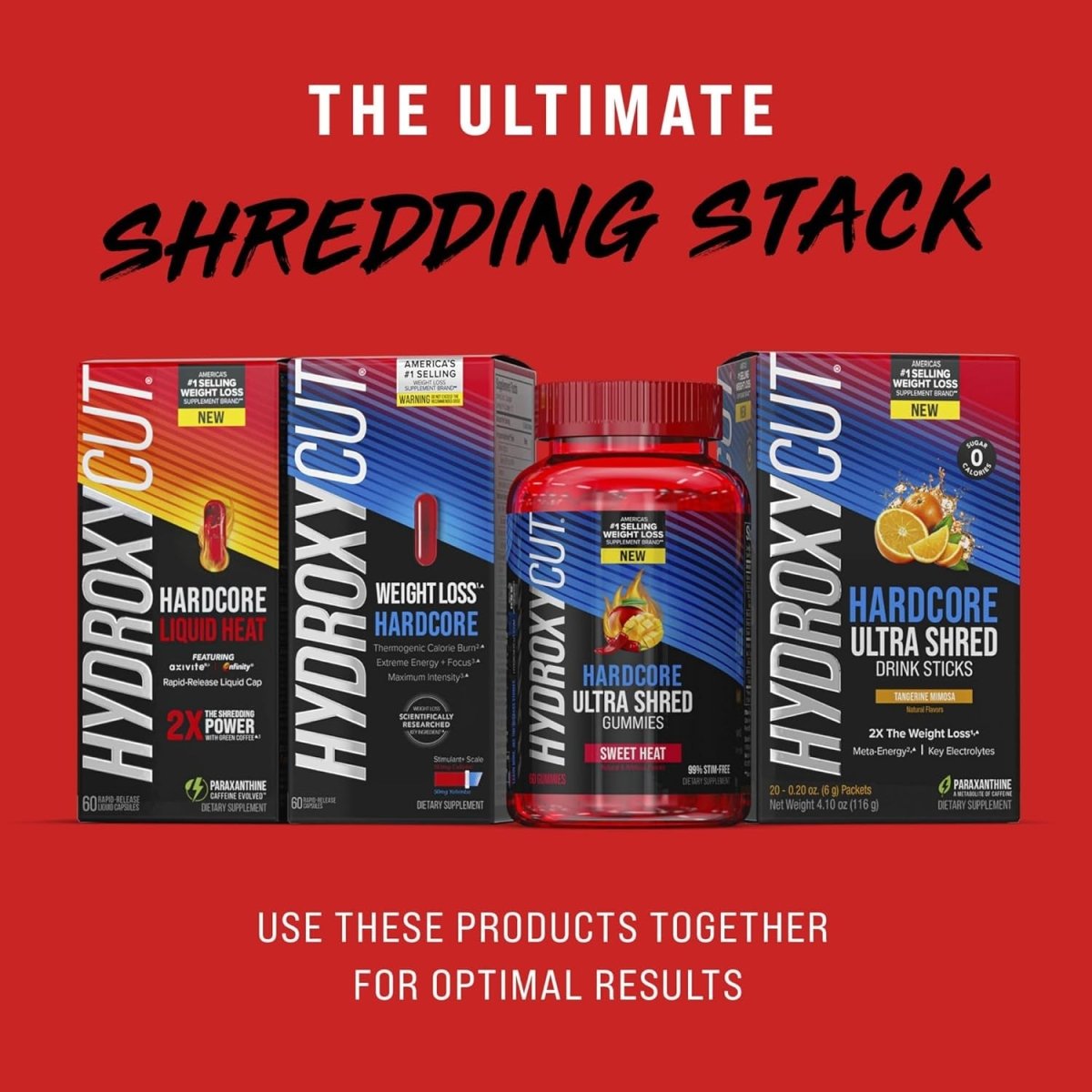 Hydroxycut Hardcore Ultra Shred Gummies, Sweet Heat - 99% Stimulant Free - Suppviv