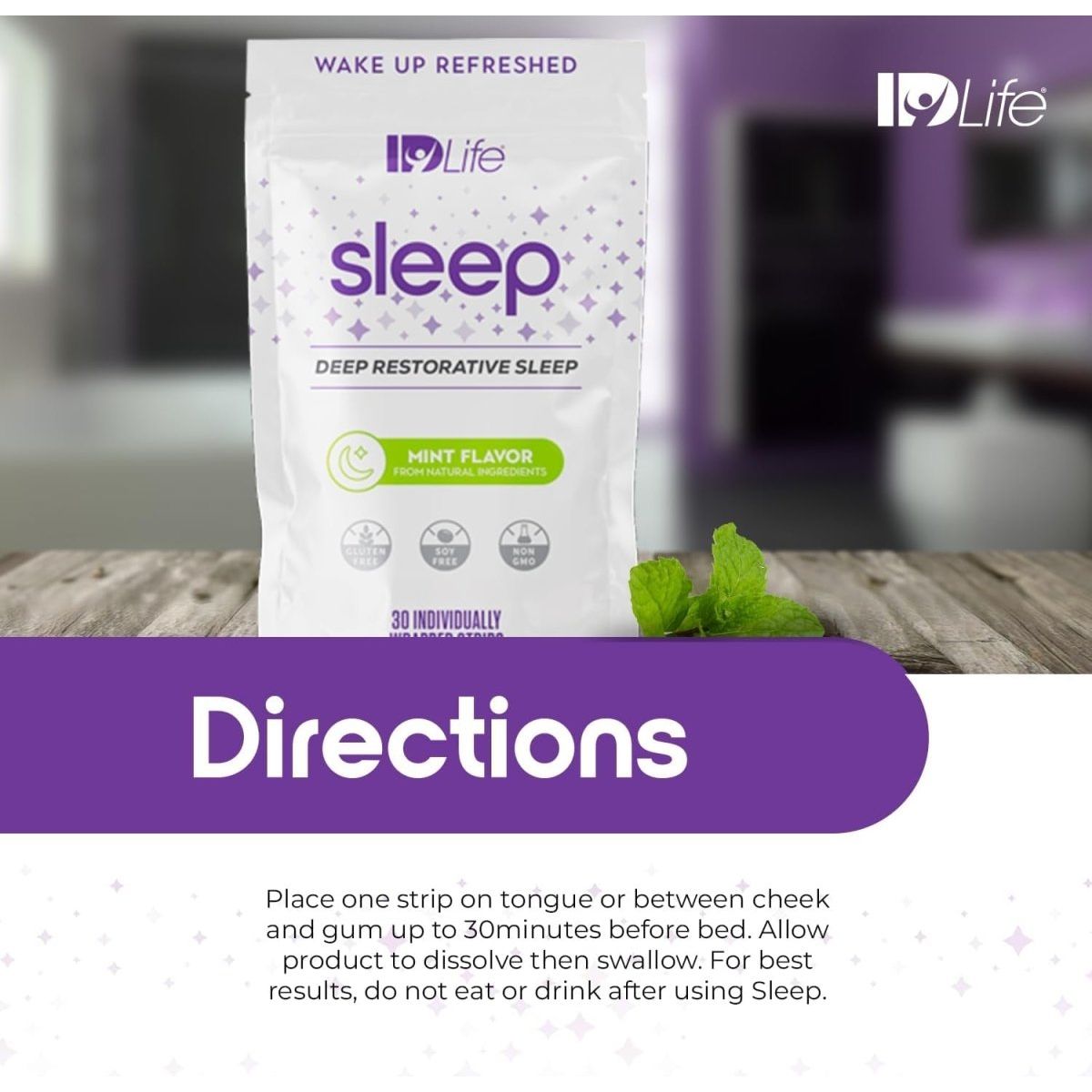Idlife Sleep Aid for Adults - Melatonin, L - Theanine, 5HTP - 30 Individually Wrapped Strips - Suppviv