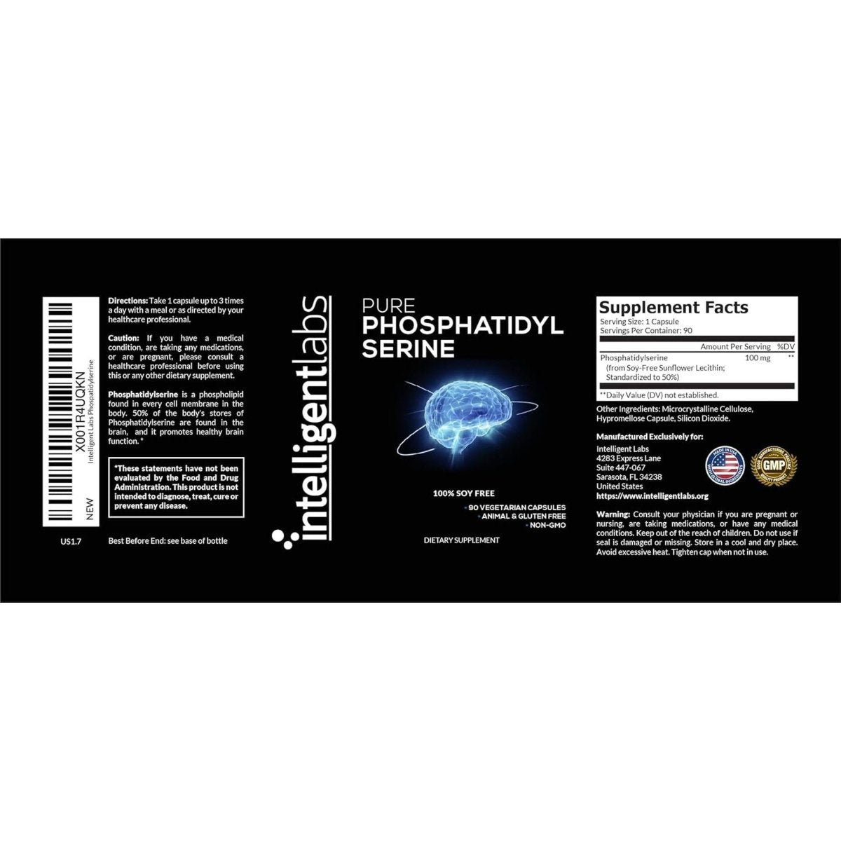 Intelligent Labs Phosphatidylserine Supplement 100Mg | 90 High Strength Phosphatidylserine Capsules - Suppviv