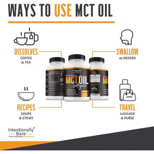 Intentionally Bare Organic MCT Oil Capsules - 70% C8 MCT Oil & 30% C10 MCT Capsules 300 Softgels - Suppviv