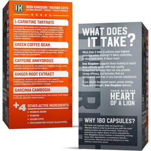 Iron Kingdom Thermo Cuts Thermogenic Burner - Metabolism Booster Supplement 180 Capsules - Suppviv