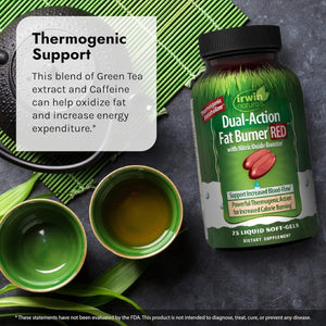 Irwin Naturals Dual - Action Fat Burner RED - Powerful Thermogenic with Nitric Oxide Booster 1 PACK - Suppviv