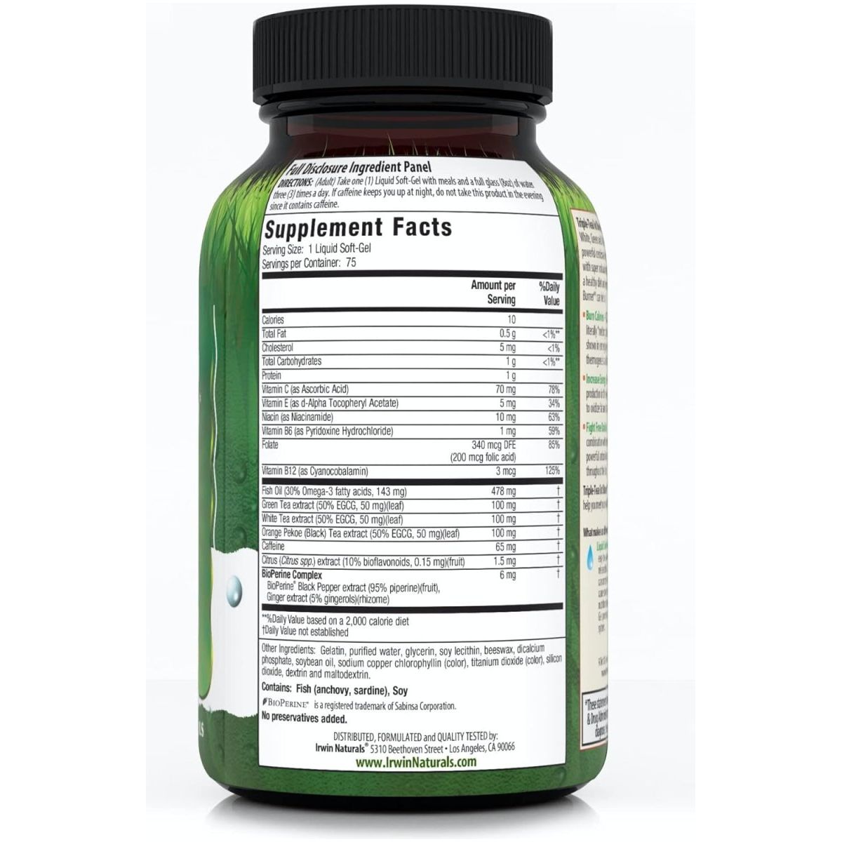 Irwin Naturals Triple Tea Fat Burner, 75 Liquid Softgels - Suppviv