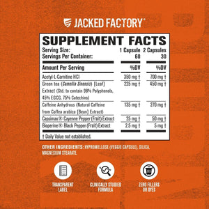 Jacked Factory Burn - Xt Clinically Studied Fat Burner & Weight Loss Supplement - 60 Natural Diet Pills - Suppviv