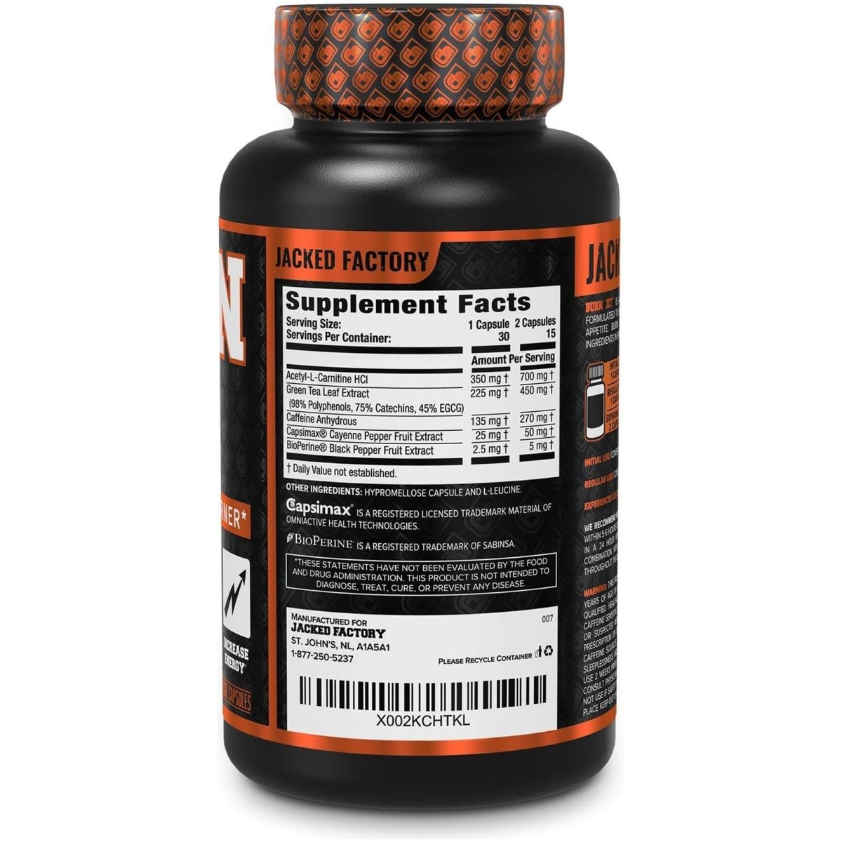 Jacked Factory Burn - Xt for Men & Women - Improve Focus & Increase Energy - 30 Natural Veggie Pills - Suppviv