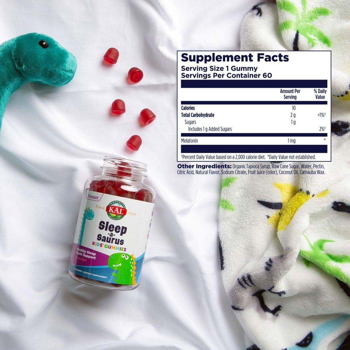 KAL Sleep - A - Saurus Melatonin Gummies for Kids 60 Gummies - Suppviv