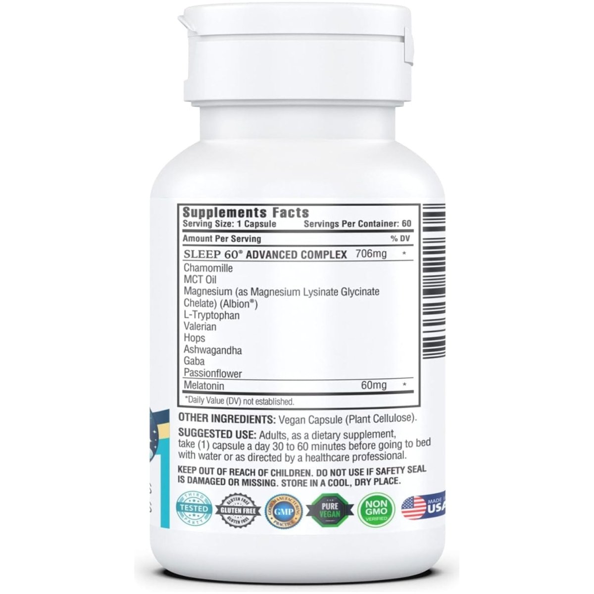 KAPPA NUTRITION Sleep 60Mg of Melatonin 60 - Day Supply - Suppviv