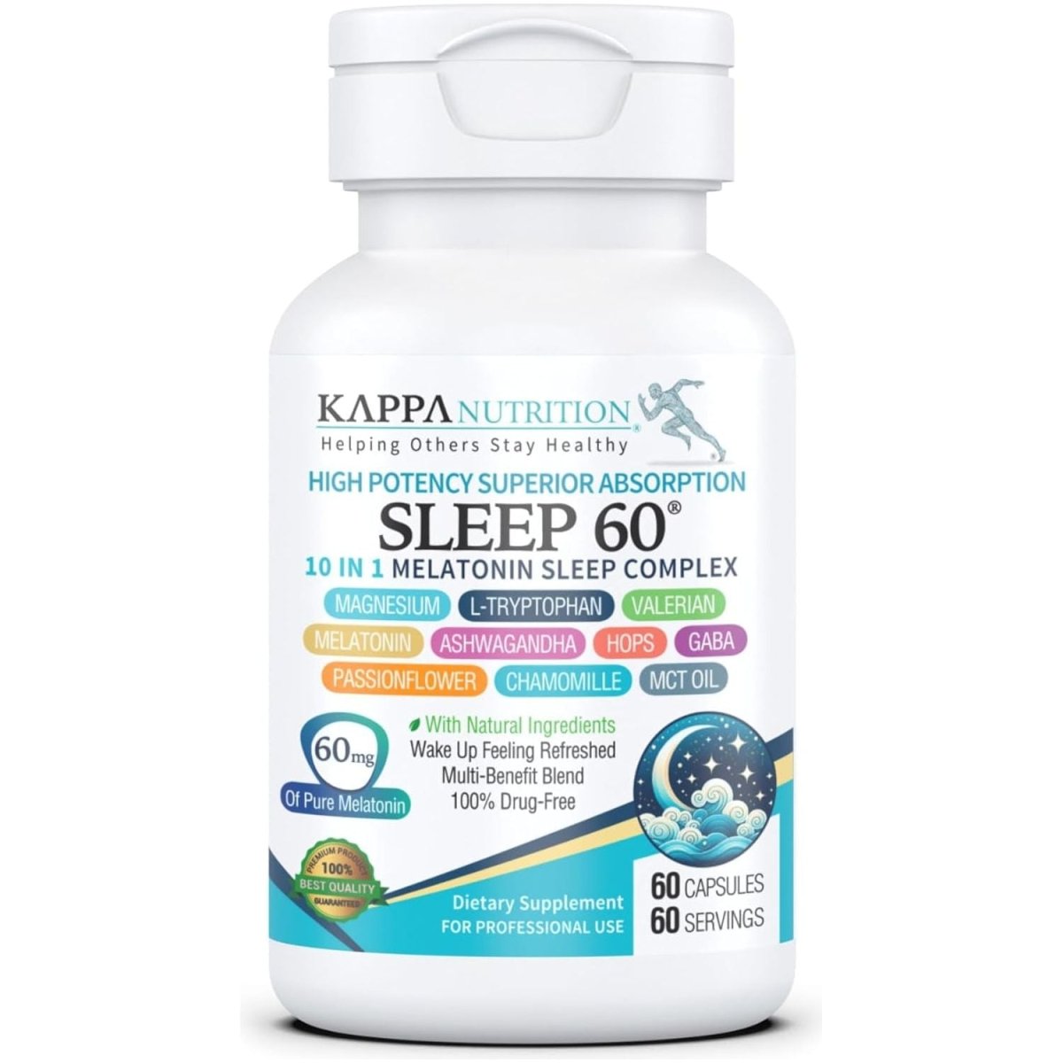 KAPPA NUTRITION Sleep 60Mg of Melatonin 60 - Day Supply - Suppviv