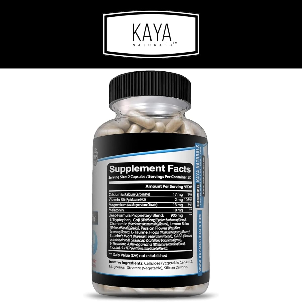 Kaya Naturals - Sleep Support Formula with Melatonin 60 Capsules - Suppviv