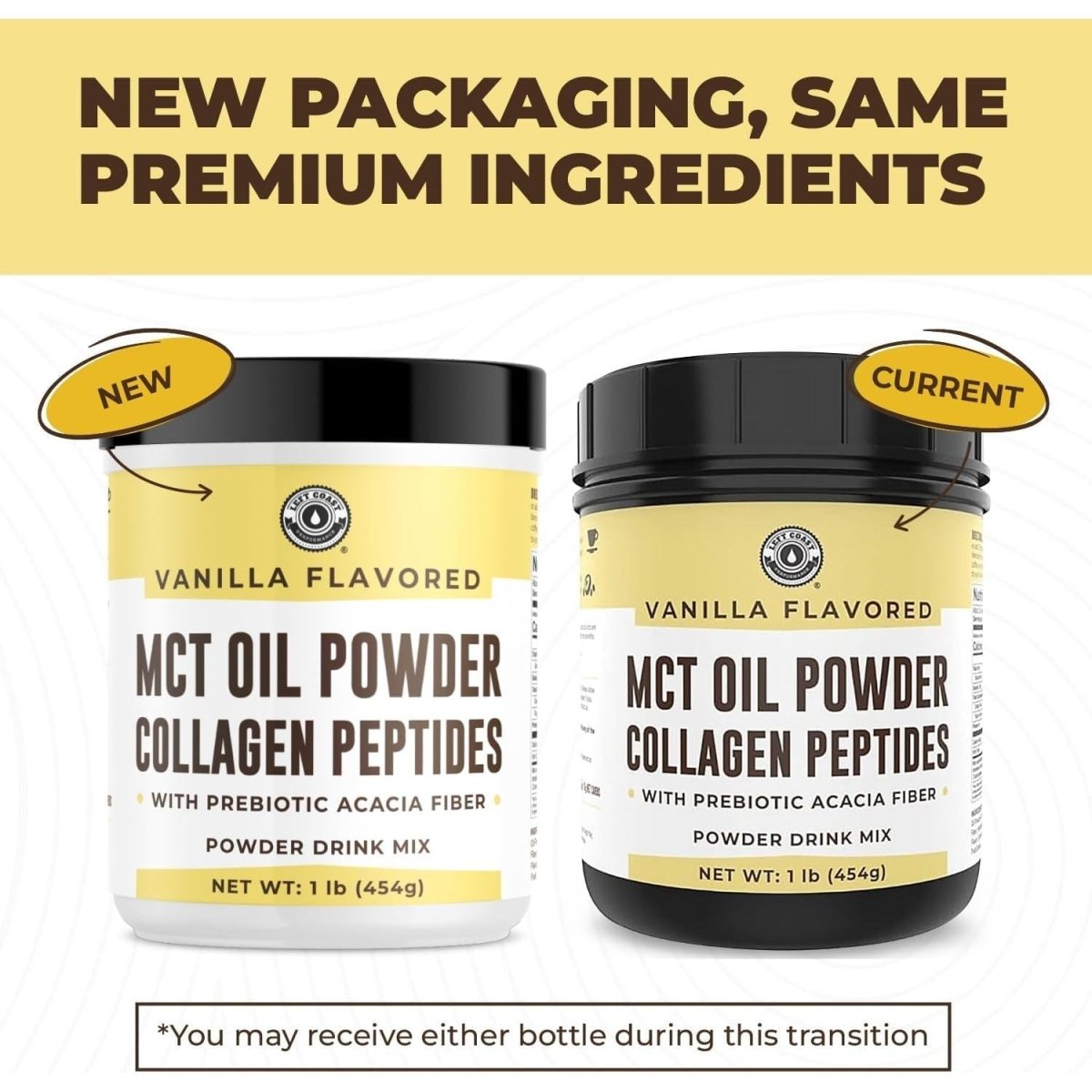Keto MCT Oil Powder + Collagen + Prebiotic Acacia Fiber, Vanilla Flavor, 16Oz. - Suppviv