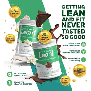 Lean1 Plant - Based Meal Replacement Protein Powder, Chocolate Flavor, 15 - Serving Tub - Suppviv