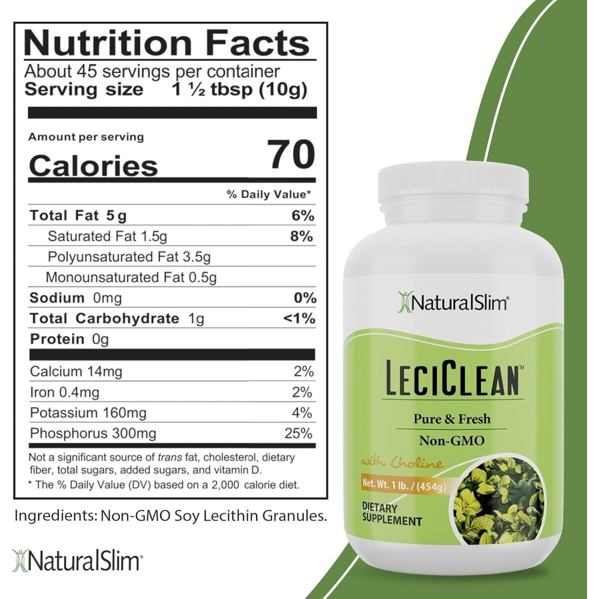 Leciclean Pure Soy Lecithin Granules with Choline - 1 Pound - Suppviv