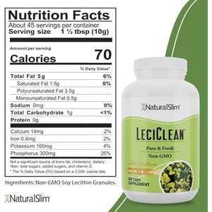 Leciclean Pure Soy Lecithin Granules with Choline - 1 Pound - Suppviv