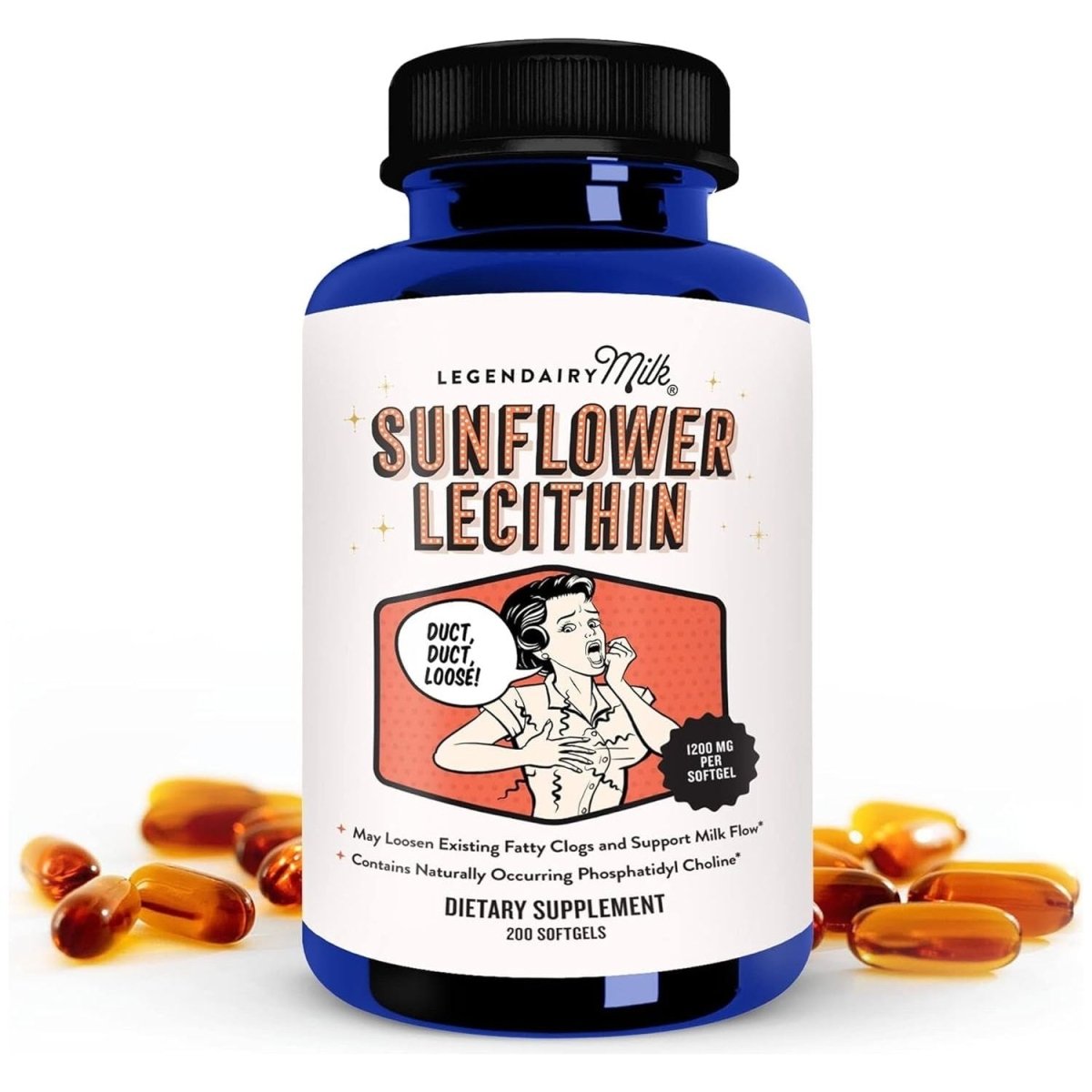 Legendairy Milk Sunflower Lecithin 1200Mg, Lactation Support, Organic Sunflower Lecithin Supplement 200 Softgels - Suppviv