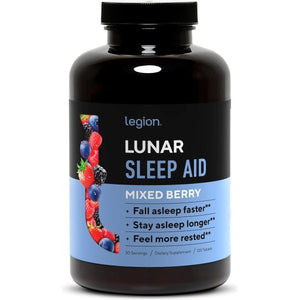 Legion Lunar Natural Sleep Aid Chewable Tablets with Melatonin, L - Glycine, 30 Serving - Suppviv