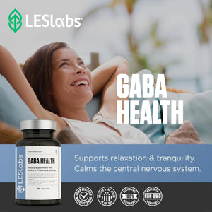 LES Labs GABA Health – Calm Mind & Relaxation, Stress Relief, Neurotransmitter Support 90 Capsules - Suppviv