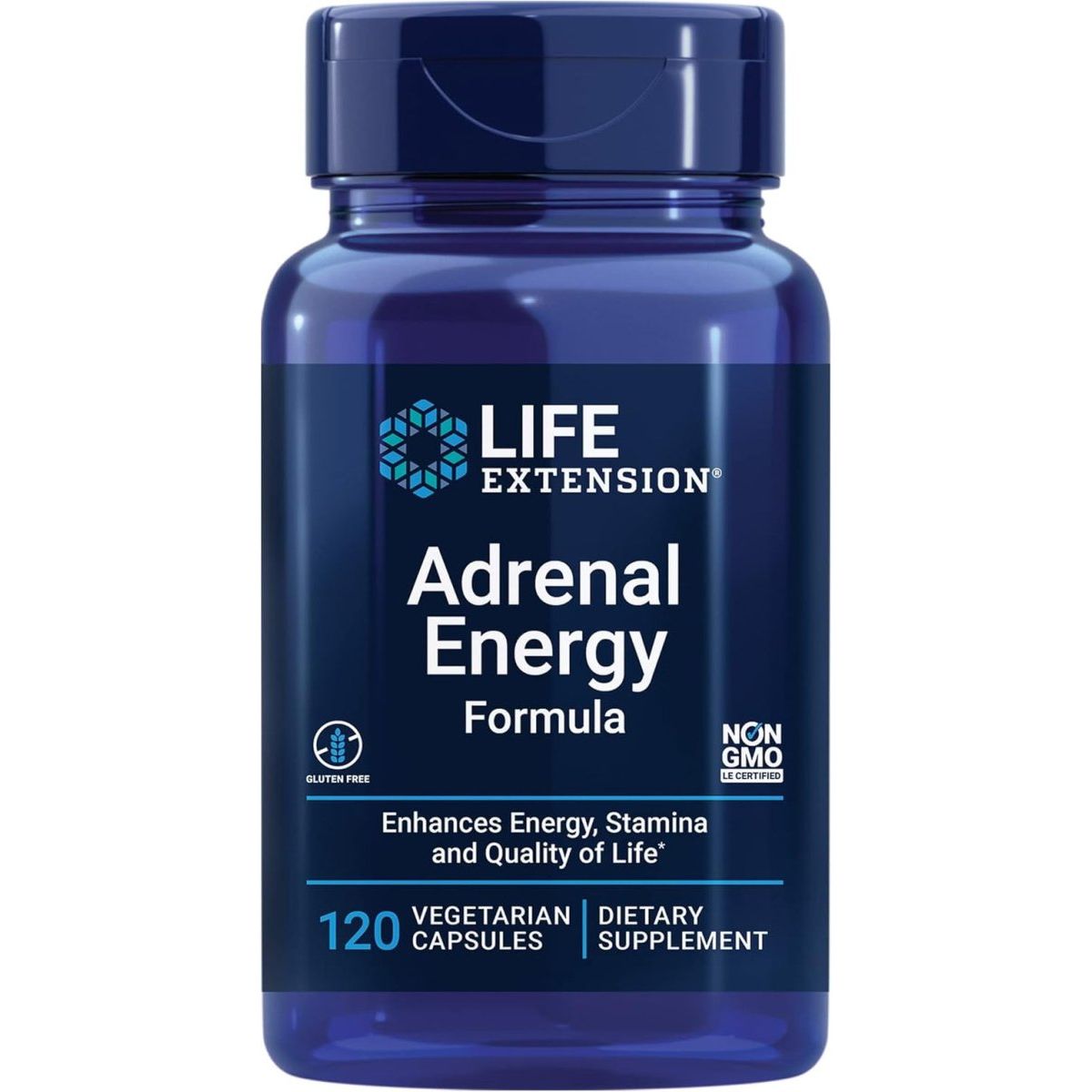 Life Extension Adrenal Energy Formula, Helps Inhibit the Effects of Stress, 120 Capsules - Suppviv