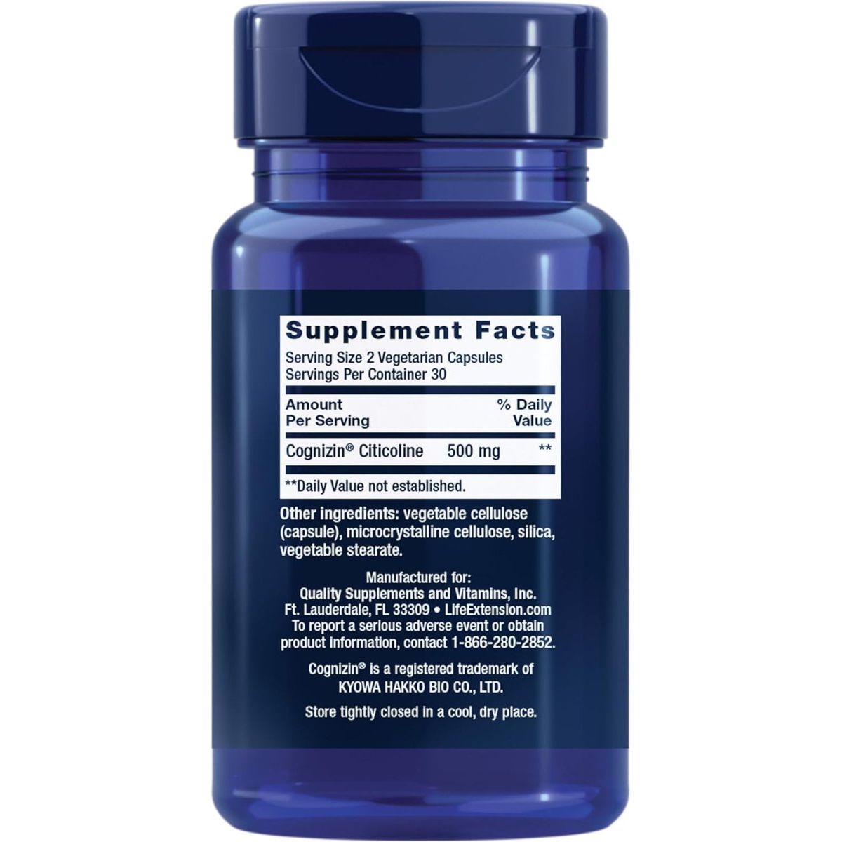 Life Extension Citicoline (Cdp - Choline) - Citicoline Supplement for Brain & Cognitive Health 60 Capsules - Suppviv