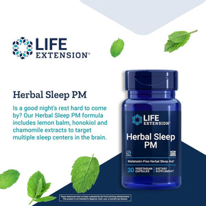 Life Extension Herbal Sleep PM – Natural Sleep Supplement without Melatonin 30 Capsules - Suppviv