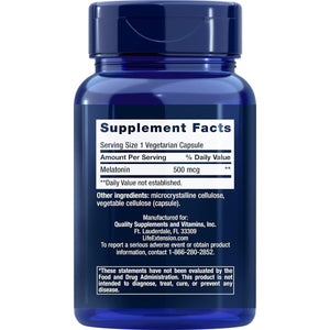 Life Extension Melatonin 500 Mcg – Gently Promotes Sleep 200 Capsules - Suppviv