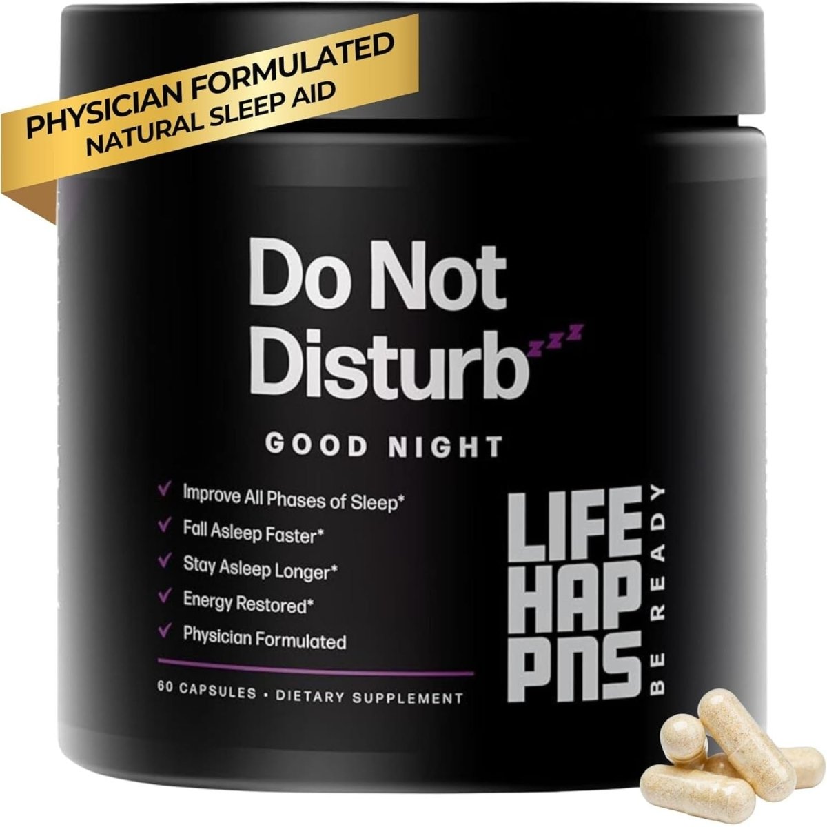 Life Happns Do Not Disturb Sleep Aid for Adults Natural Supplement 60 Capsules - Suppviv