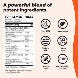 Lifeseasons Relieve - R PM - Eases Nighttime Aches & Discomfort - Relaxes Muscles 46 Capsules - Suppviv