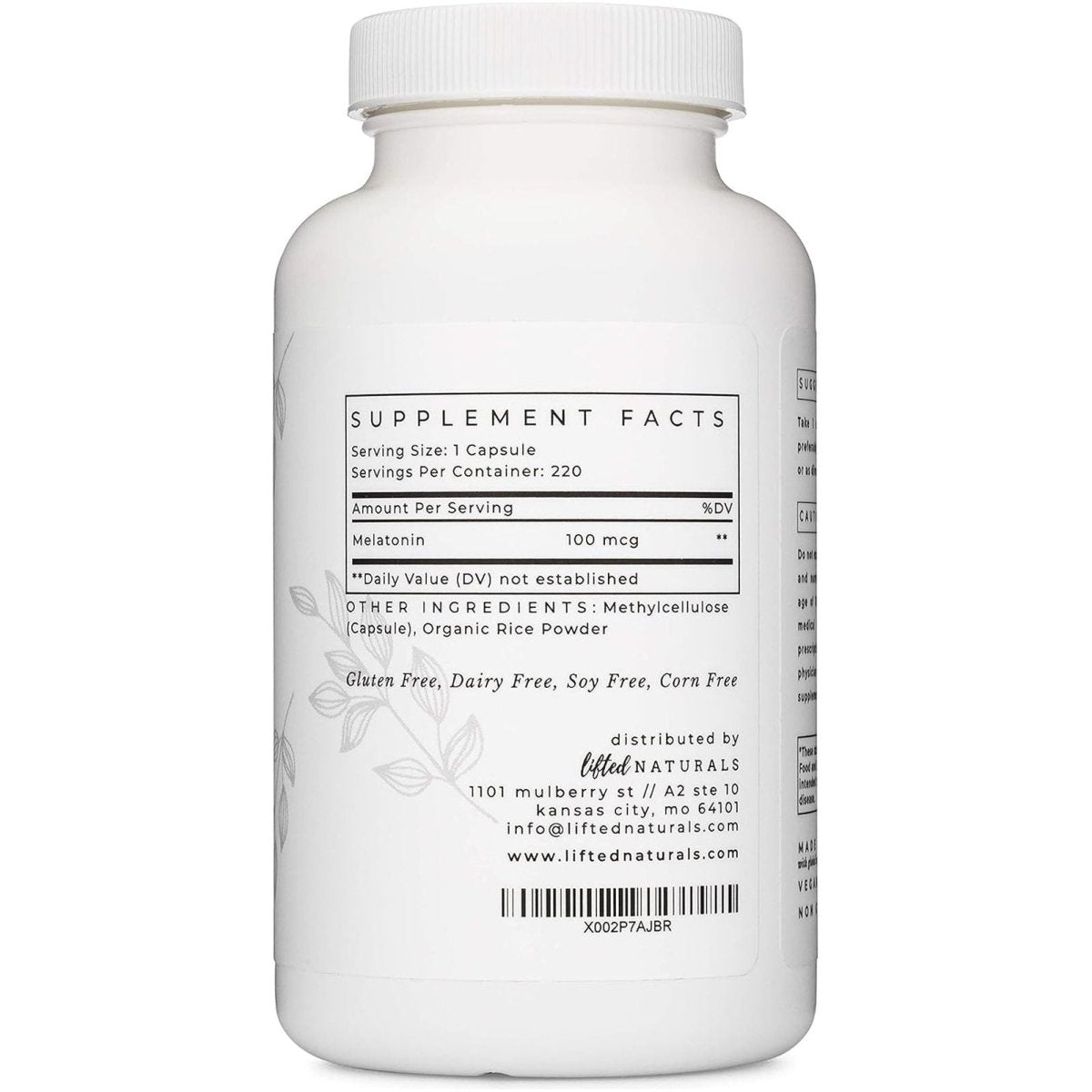 Lifted Naturals Micro Melatonin Family Size - All - Natural Melatonin 100 Mcg - Suppviv