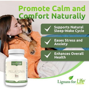 Lignans for Life Melatonin for Dogs & People, 6Mg - 120 Capsules - Suppviv