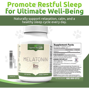Lignans for Life Melatonin for Dogs & People, 6Mg - 120 Capsules - Suppviv