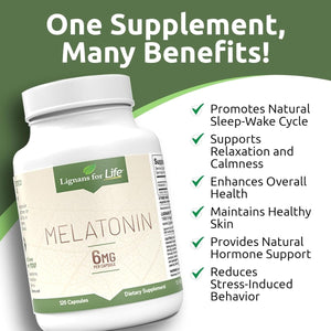 Lignans for Life Melatonin for Dogs & People, 6Mg - 120 Capsules - Suppviv