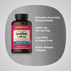 Lindberg Lecithin 1200Mg Supplement | 120 Softgel Capsules - Suppviv