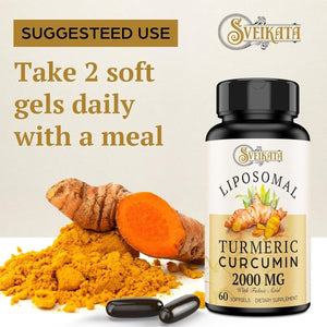 Liposomal Turmeric Curcumin Supplement 2000Mg, ) 60 Softgels - Suppviv