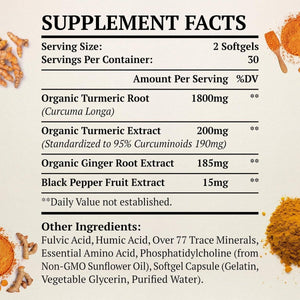 Liposomal Turmeric Curcumin Supplement 2000Mg, ) 60 Softgels - Suppviv