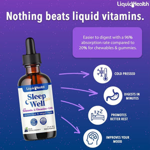 LIQUIDHEALTH Sleep Well - Natural Sleep Aid Melatonin Drops (2 Oz) - Suppviv