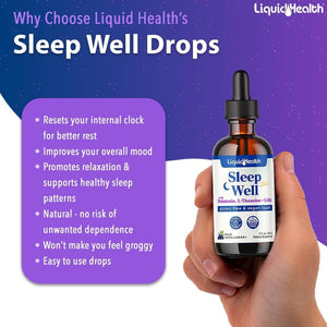 LIQUIDHEALTH Sleep Well - Natural Sleep Aid Melatonin Drops (2 Oz) - Suppviv