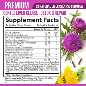 Liver Cleanse Detox & Repair Formula - 120 Capsules - Suppviv