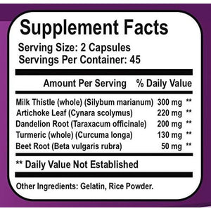 Liver Cleanse, Detox & Support with Milk Thistle, Artichoke, Dandelion & Turmeric, 90 Capsules - Suppviv