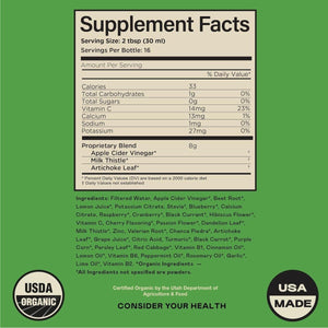 Liver Complete 8Oz Organic Liquid Concentrate - Liver Cleanse & Digestive Bitters Vinegar Supplement - Suppviv