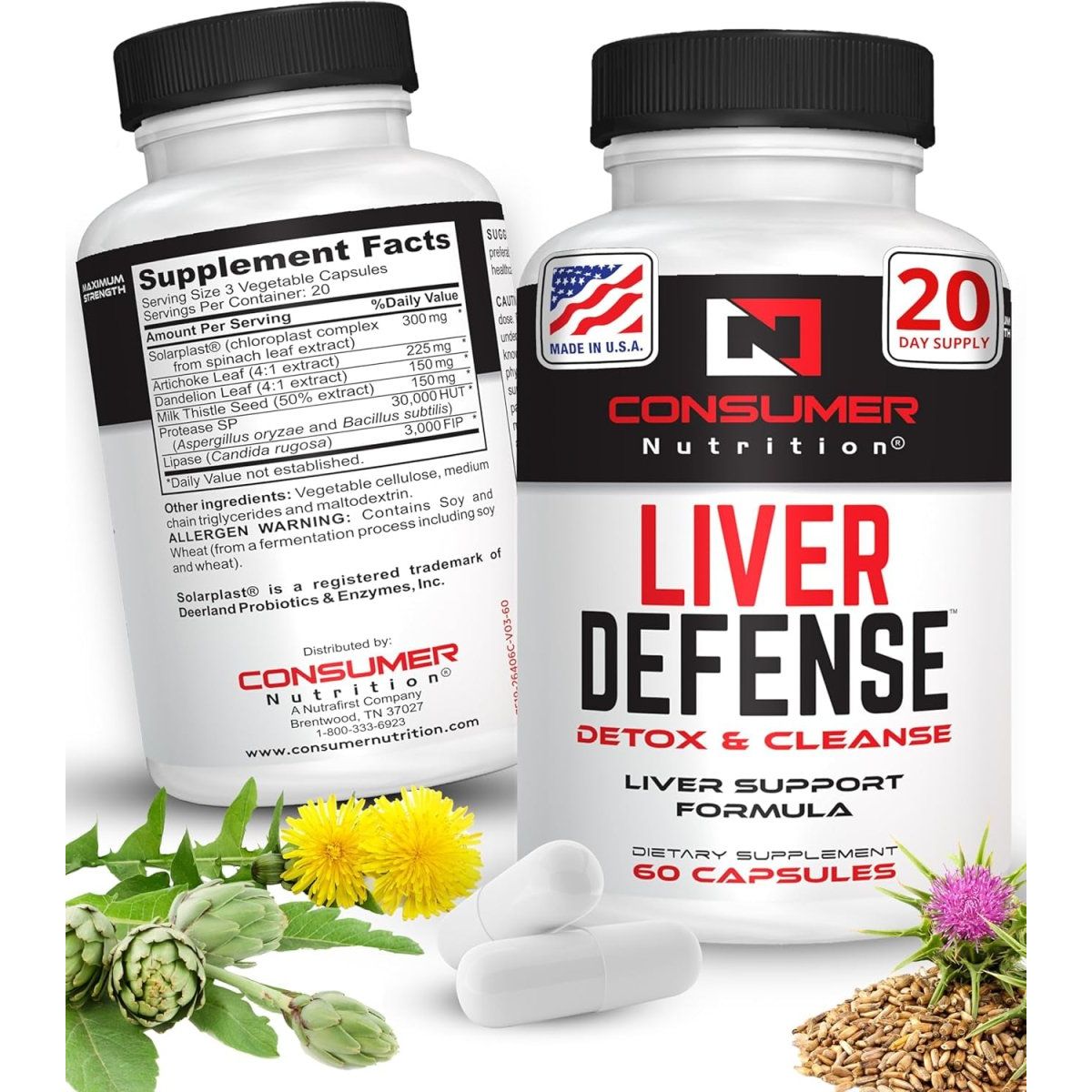 Liver Support Supplement - Liver Defense Liver Cleanse Detox - 60 Capsules - Suppviv