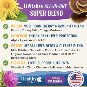Livitalize 28 - In - 1 Liver Health Support with Milk Thistle 1540Mg, 60 Capsules - Suppviv