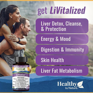 Livitalize 28 - In - 1 Liver Health Support with Milk Thistle 1540Mg, 60 Capsules - Suppviv