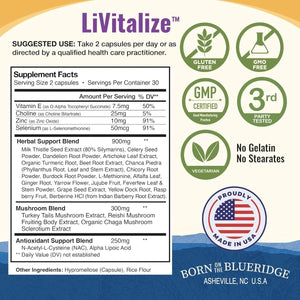 Livitalize 28 - In - 1 Liver Health Support with Milk Thistle 1540Mg, 60 Capsules - Suppviv